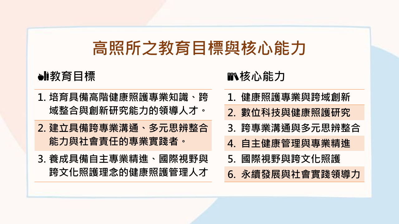 高照所之教育目標與核心能力